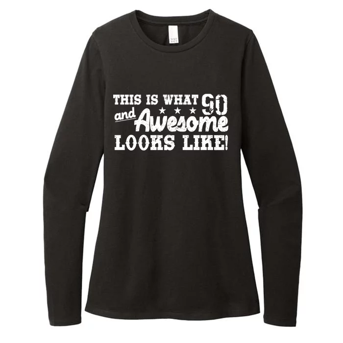 90th Birthday This Is What Awesome Looks Like Womens CVC Long Sleeve Shirt