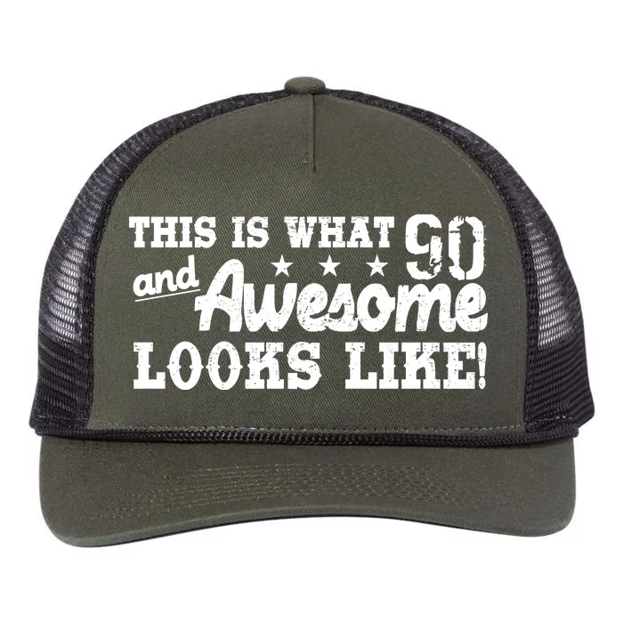 90th Birthday This Is What Awesome Looks Like Retro Rope Trucker Hat Cap