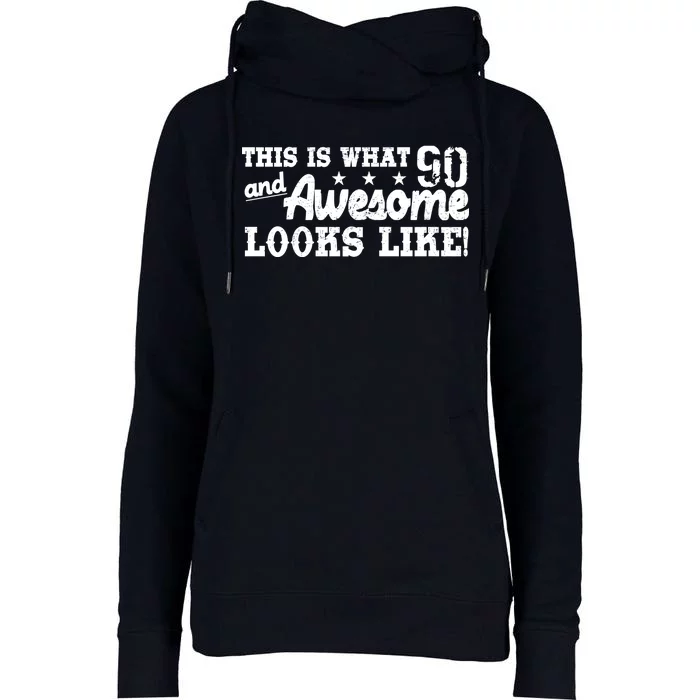 90th Birthday This Is What Awesome Looks Like Womens Funnel Neck Pullover Hood