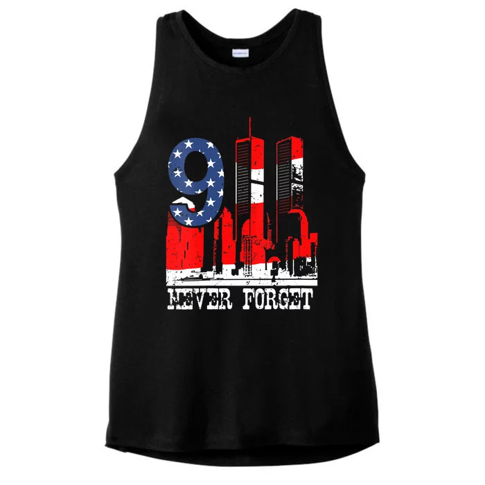 9/ 11 Never Forget Patriot Day Ladies Tri-Blend Wicking Tank