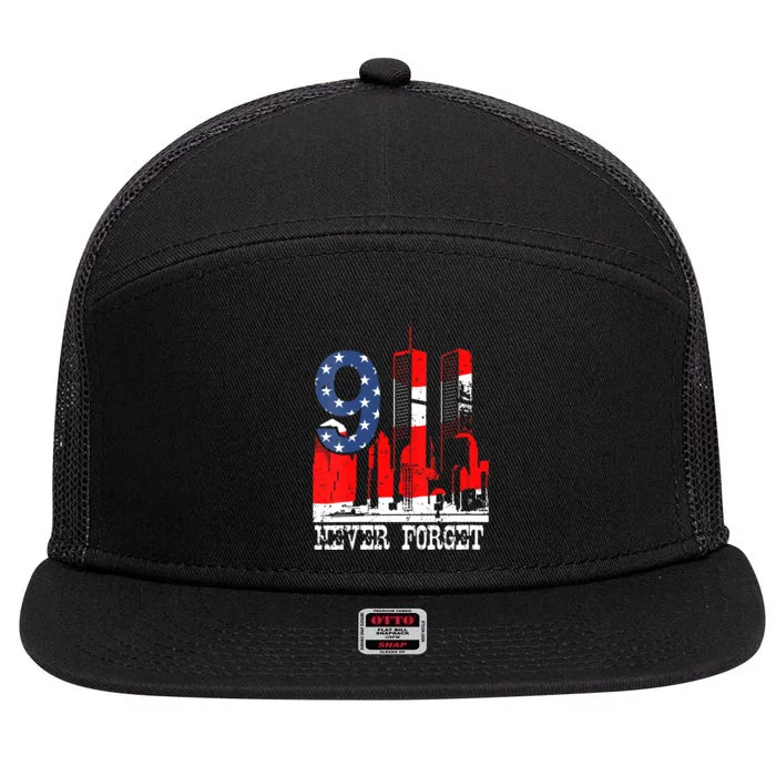 9/ 11 Never Forget Patriot Day 7 Panel Mesh Trucker Snapback Hat