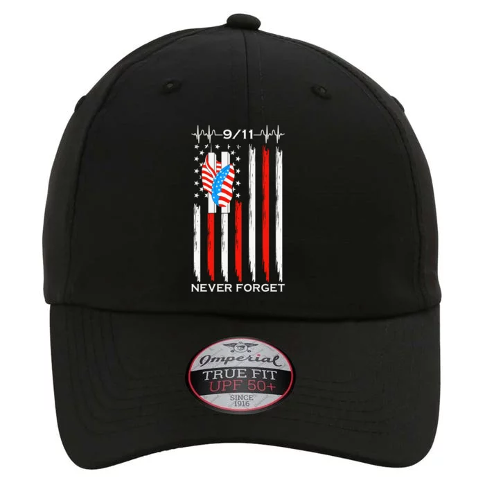 9 11 Never Forget, 9 11 Memorial Twin Tower Heartbeat, USA Flag Graphic The Original Performance Cap