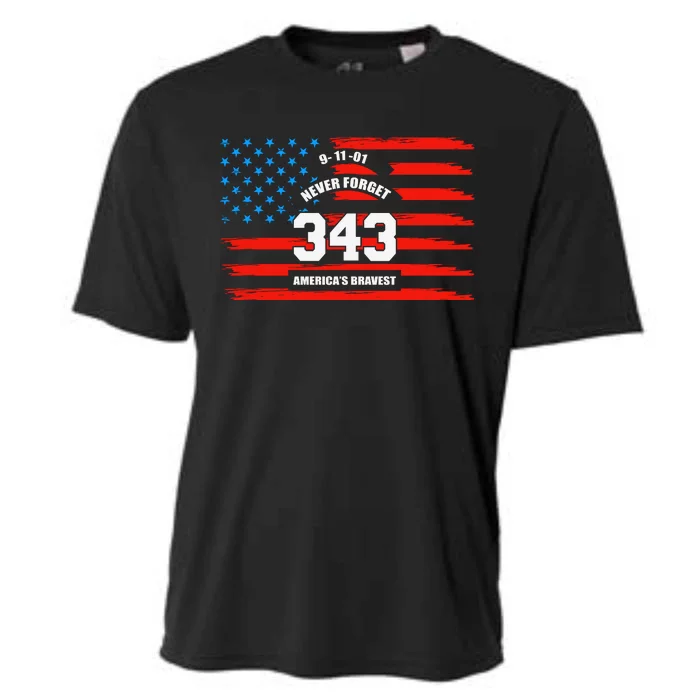 9 11 Never Forget, Firefighter 343 America Bravest Cooling Performance Crew T-Shirt