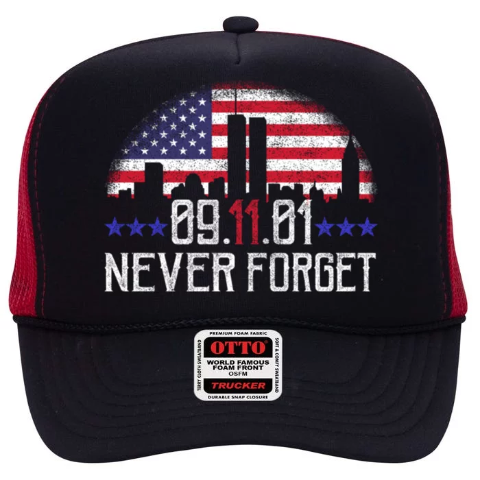 9 11 TShirt9 11 Never Forget Memorial, Peace Day High Crown Mesh Trucker Hat