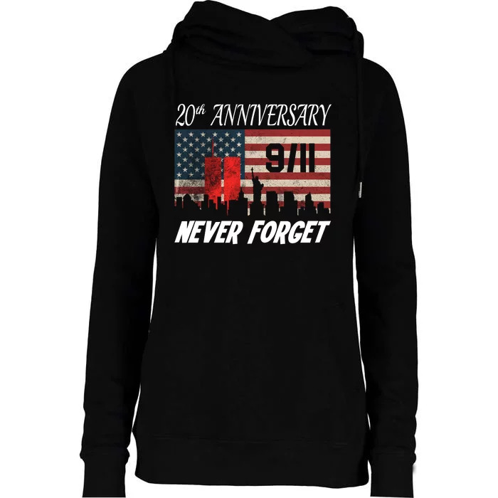 9/11 20th Anniversary Womens Funnel Neck Pullover Hood