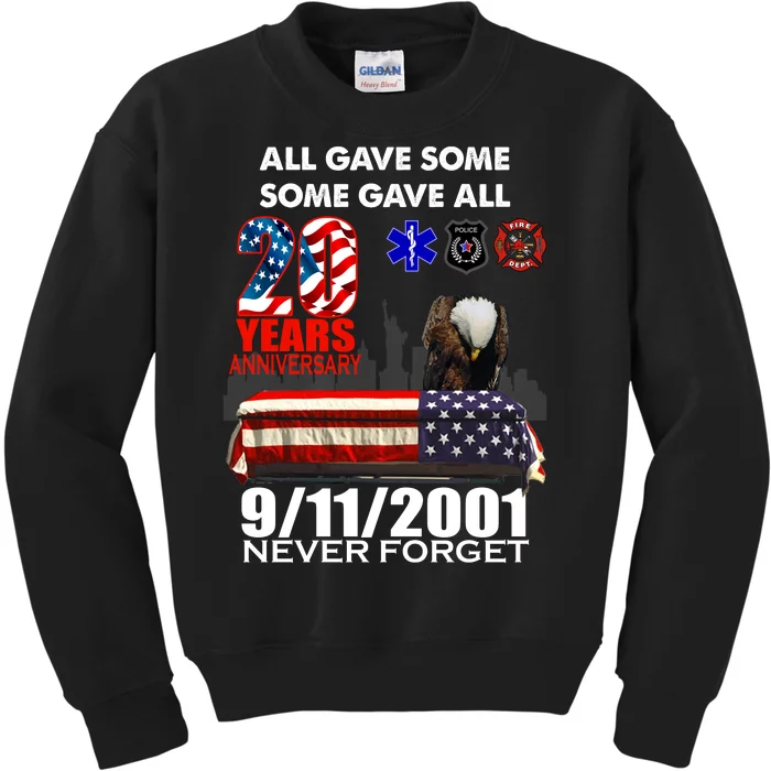 9/11/2001 20th Anniversary Never Forget Kids Sweatshirt