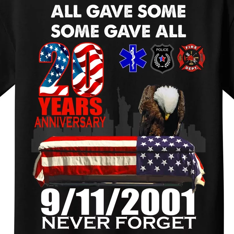 9/11/2001 20th Anniversary Never Forget Kids T-Shirt