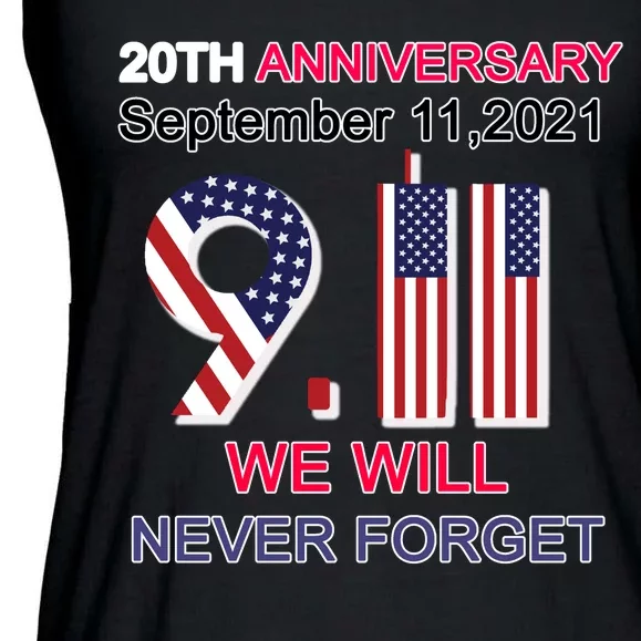 9/11 20th Anniversary We Will Never Forget Ladies Essential Flowy Tank