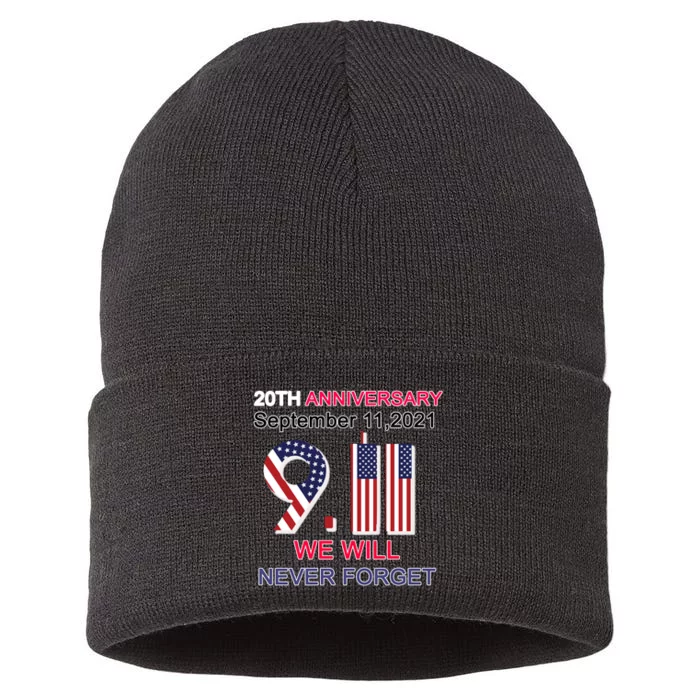 9/11 20th Anniversary We Will Never Forget Sustainable Knit Beanie