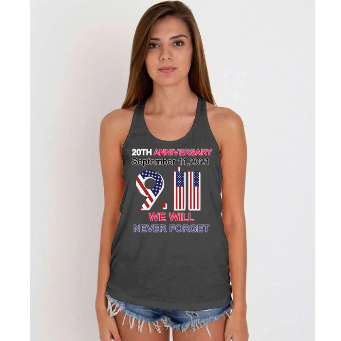 9/11 20th Anniversary We Will Never Forget Women's Knotted Racerback Tank