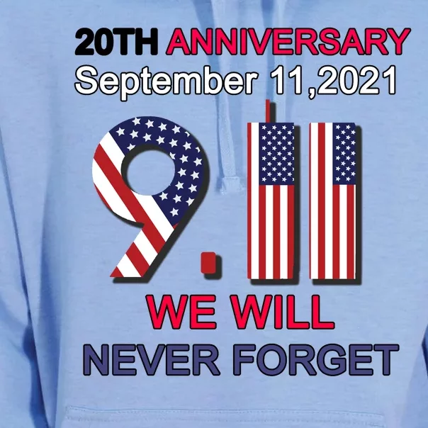 9/11 20th Anniversary We Will Never Forget Unisex Surf Hoodie