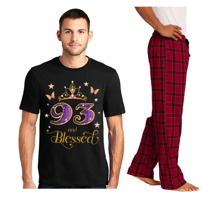 93 And Blessed 93 Years Old Birthday 93rd Birthday Pajama Set