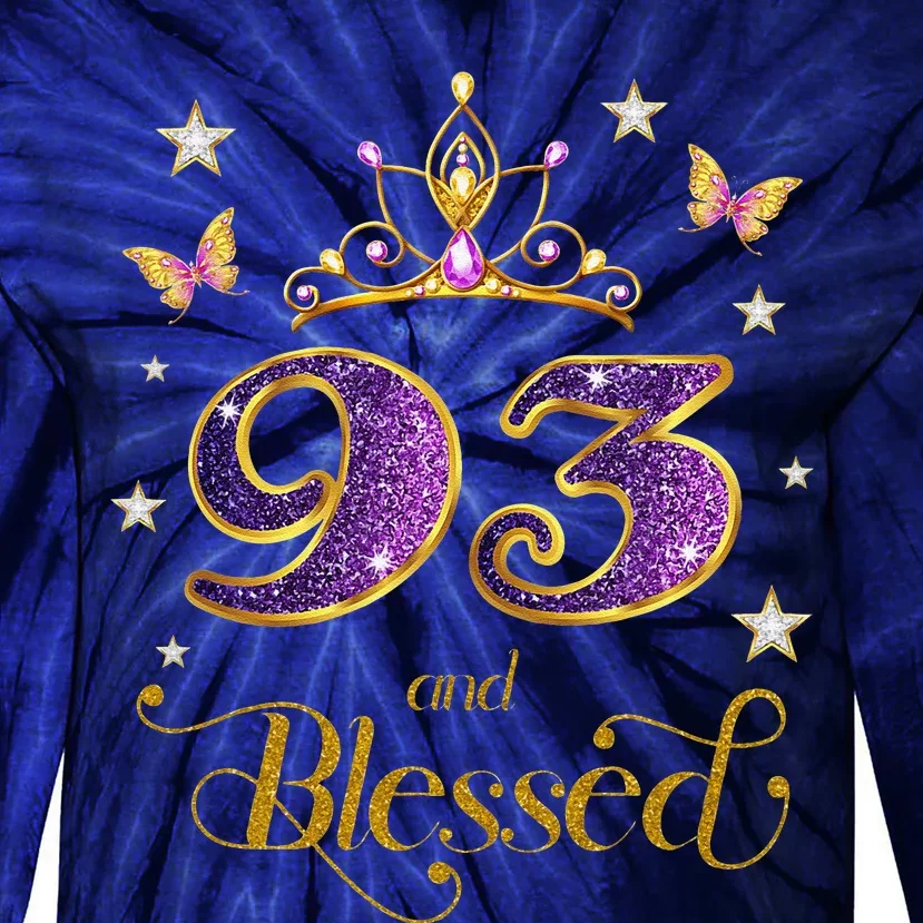 93 And Blessed 93 Years Old Birthday 93rd Birthday Tie-Dye Long Sleeve Shirt