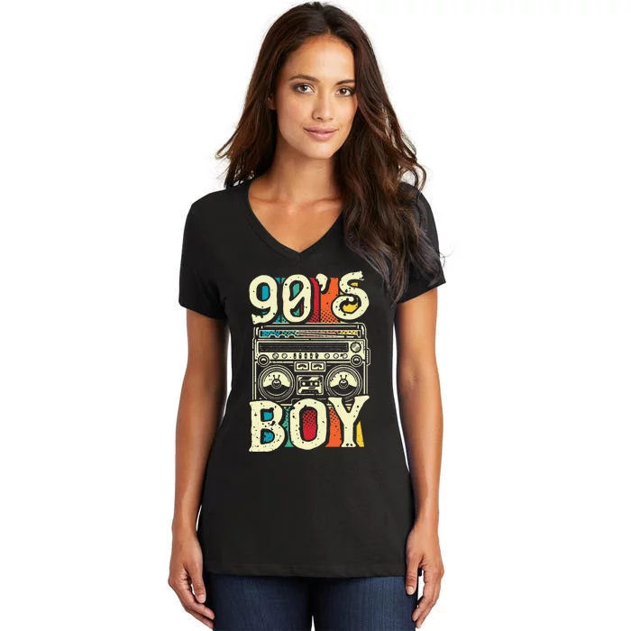 90s Boy 1990s Retro Party Women's V-Neck T-Shirt