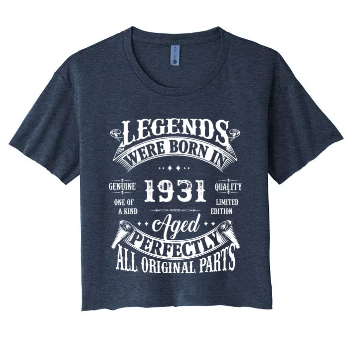 91 Birthday 1931 Gift Vintage 91 Birthday Women's Crop Top Tee