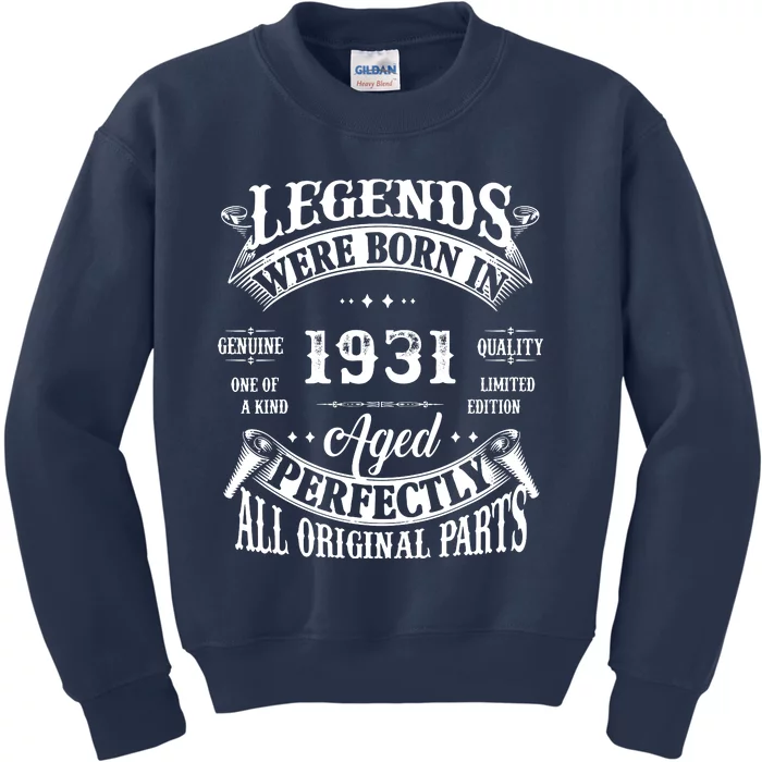 91 Birthday 1931 Gift Vintage 91 Birthday Kids Sweatshirt