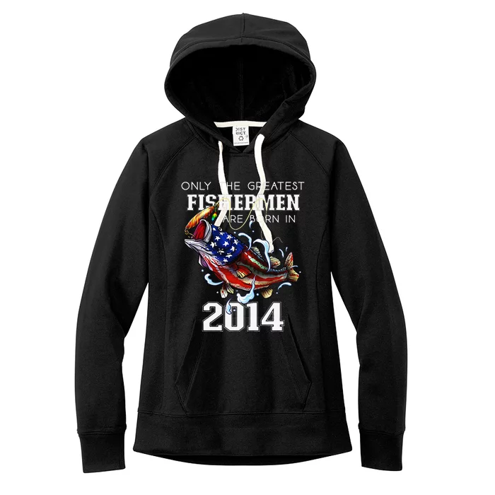 9th Birthday 2014 Fishermen Bass Fishing 9 Year Old Women's Fleece Hoodie