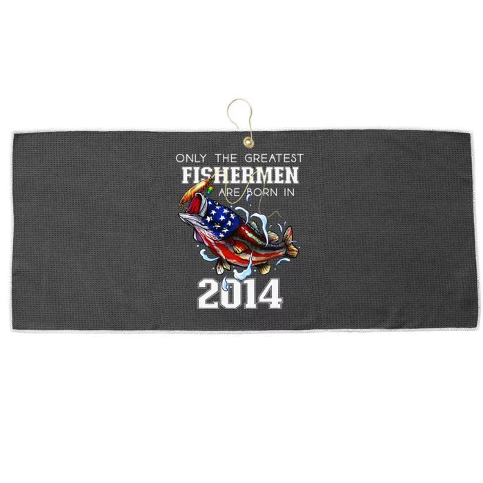 9th Birthday 2014 Fishermen Bass Fishing 9 Year Old Large Microfiber Waffle Golf Towel