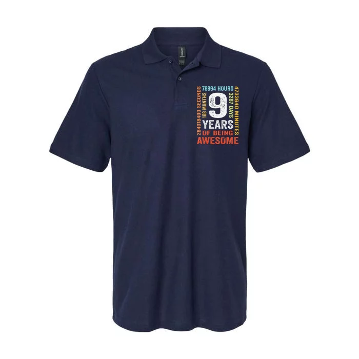 9th Birthday 9 Years Old Vintage Retro 108 Months Softstyle Adult Sport Polo