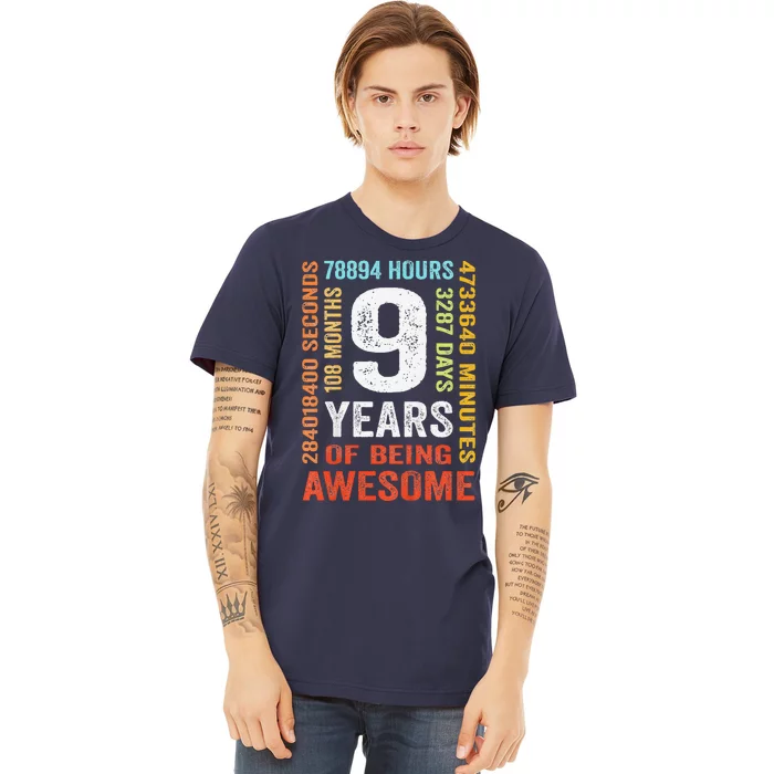 9th Birthday 9 Years Old Vintage Retro 108 Months Premium T-Shirt