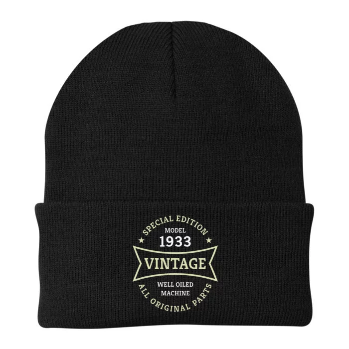 90th Birthday 90 Years Old Born In 1933 Vintage Ninety Years Knit Cap Winter Beanie