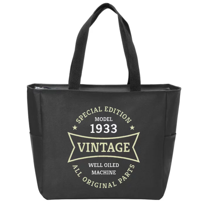 90th Birthday 90 Years Old Born In 1933 Vintage Ninety Years Zip Tote Bag