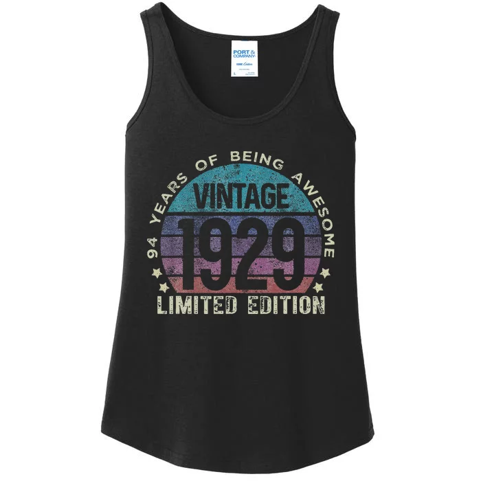 94th Birthday 94 Year Old Gifts Vintage 1929 Limited Edition Ladies Essential Tank