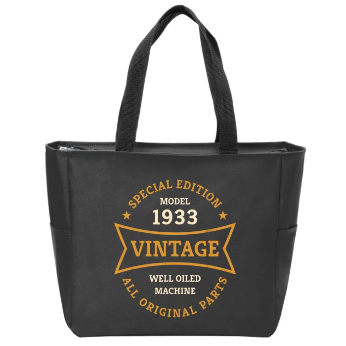 90th Birthday 90 Years Old Born in 1933 Vintage Ninety years Zip Tote Bag