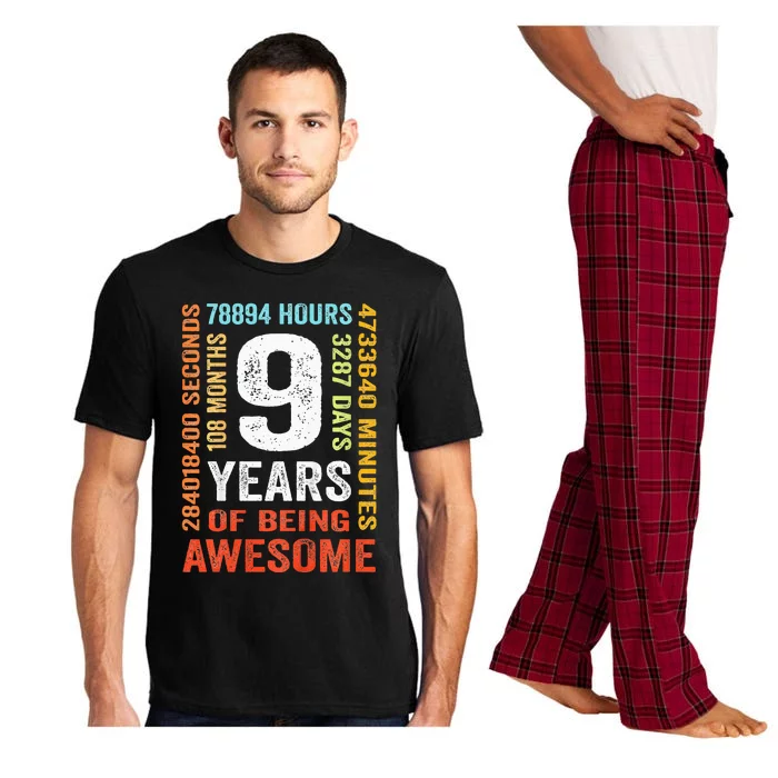 9th Birthday 9 Years Old Vintage Retro 108 Months Pajama Set