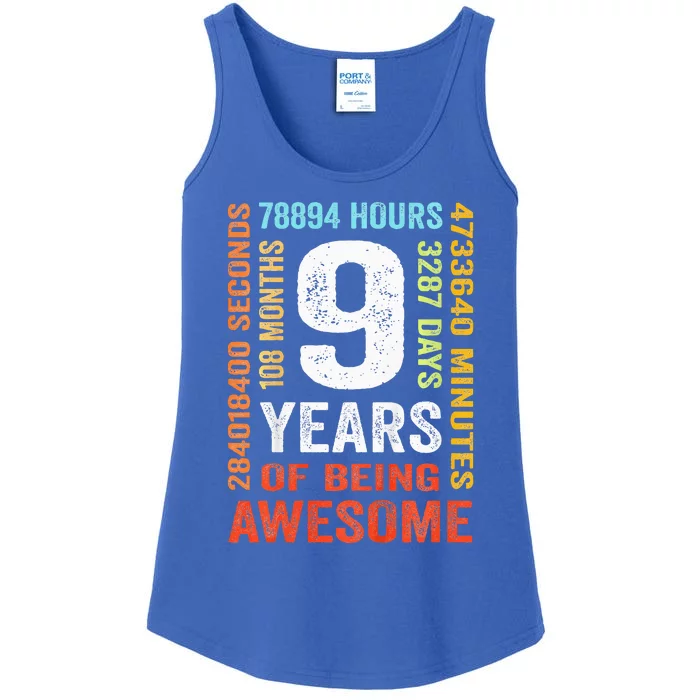 9th Birthday 9 Years Old Vintage Retro 108 Months Ladies Essential Tank