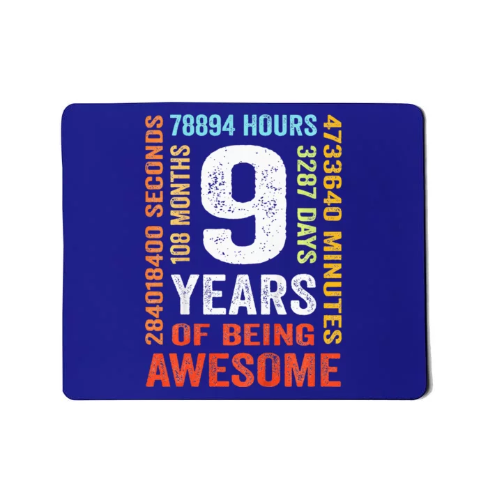 9th Birthday 9 Years Old Vintage Retro 108 Months Mousepad