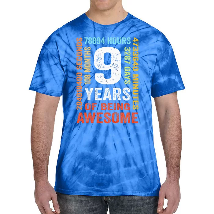 9th Birthday 9 Years Old Vintage Retro 108 Months Tie-Dye T-Shirt