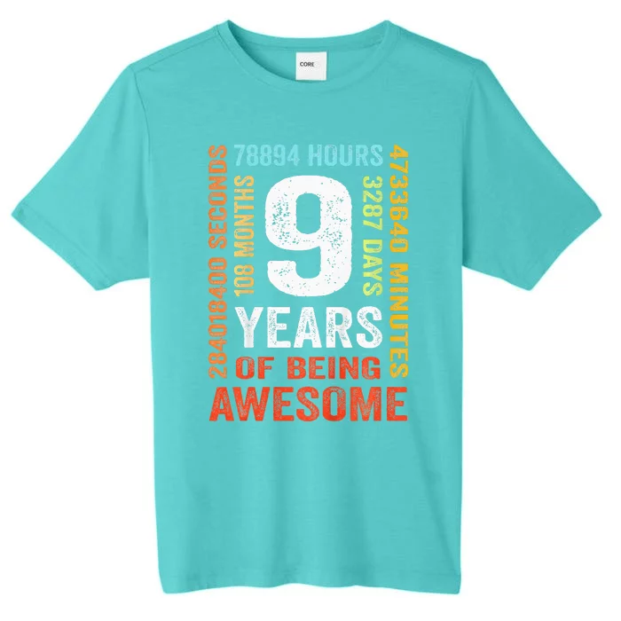 9th Birthday 9 Years Old Vintage Retro 108 Months ChromaSoft Performance T-Shirt