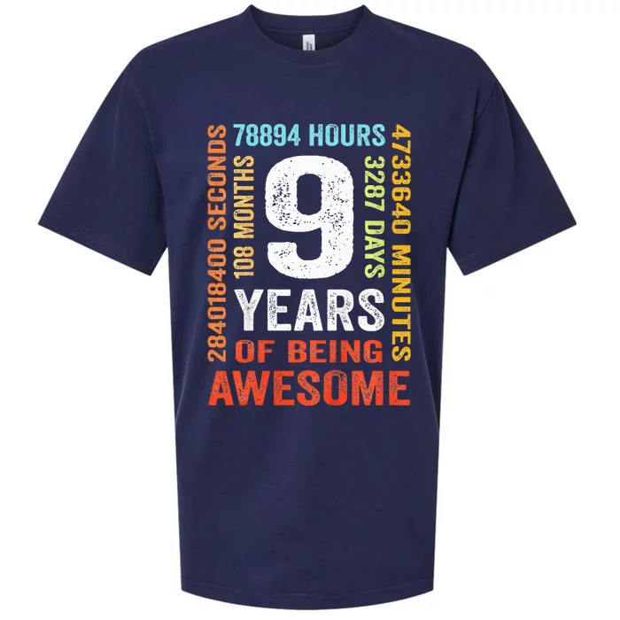 9th Birthday 9 Years Old Vintage Retro 108 Months Sueded Cloud Jersey T-Shirt