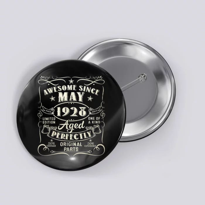 95th Birthday Awesome Since May 1928 95 Years Old Gift Button