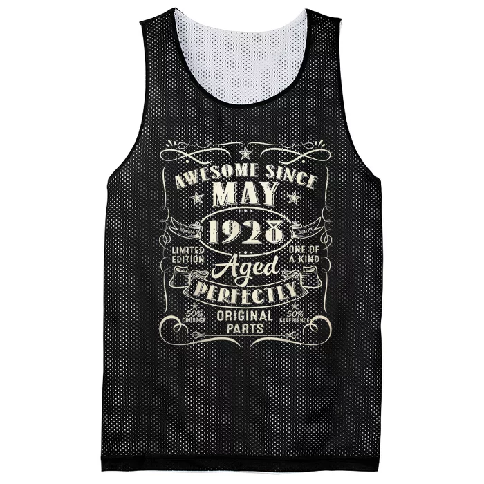 95th Birthday Awesome Since May 1928 95 Years Old Gift Mesh Reversible Basketball Jersey Tank