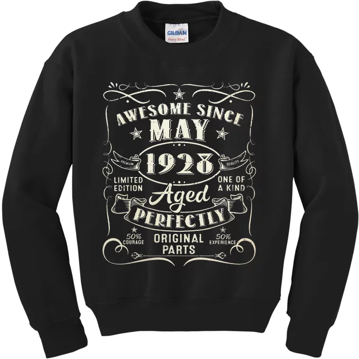 95th Birthday Awesome Since May 1928 95 Years Old Gift Kids Sweatshirt