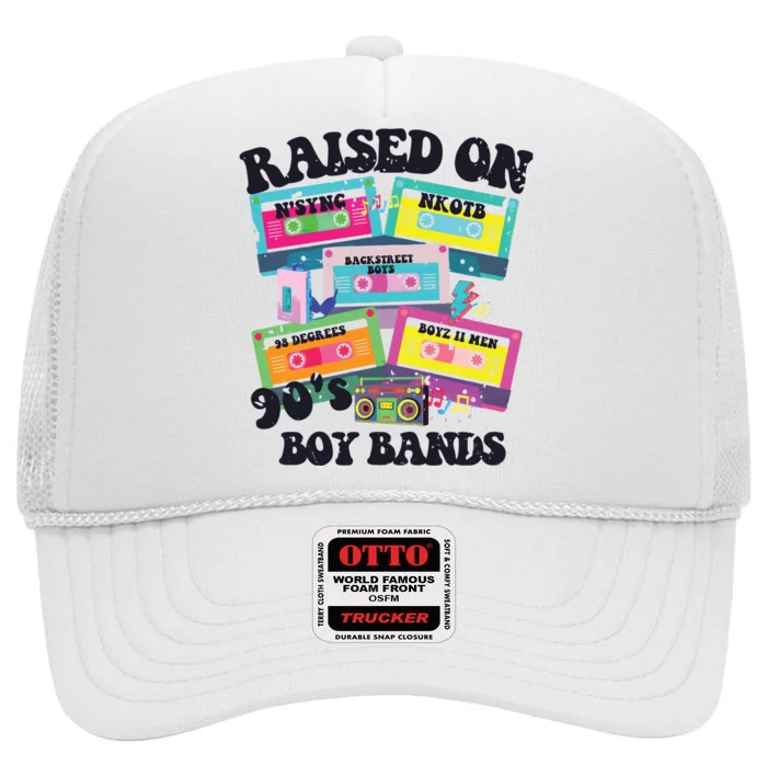 90s Boy Bands Cassette Tapes High Crown Mesh Trucker Hat