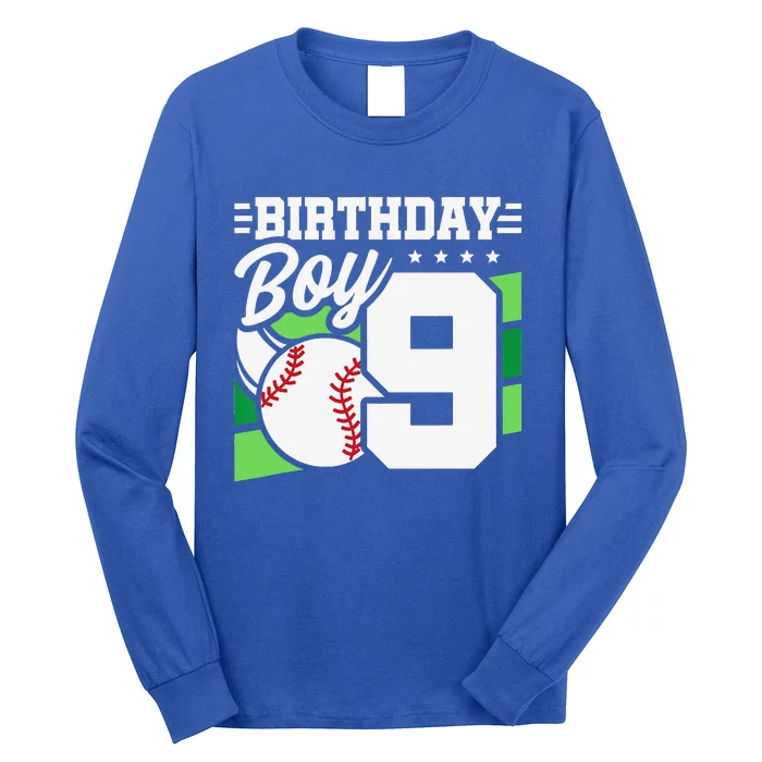 9th Birthday Baseball Birthday Party 9th Birthday Long Sleeve Shirt