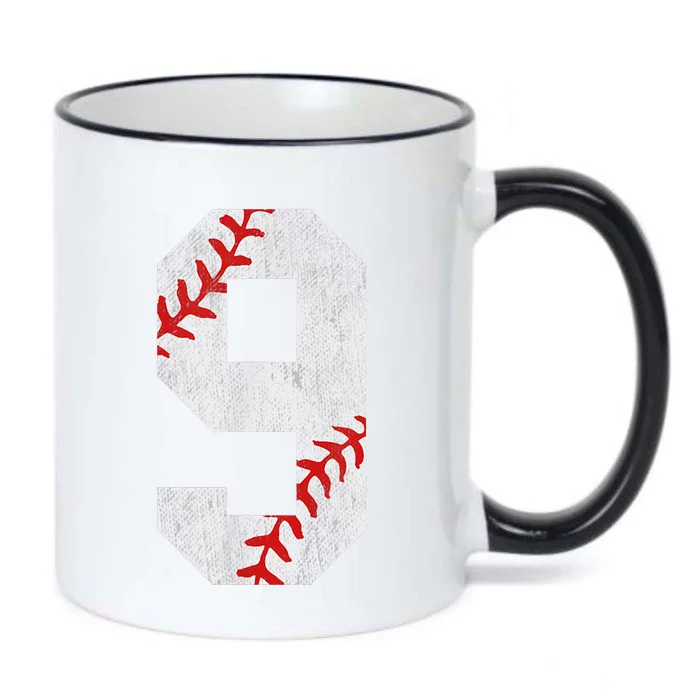 9th Birthday Baseball Big Number Nine 9 Year Old Cute Black Color Changing Mug