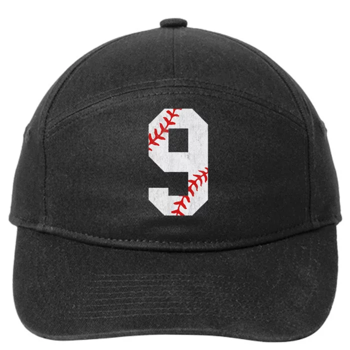 9th Birthday Baseball Big Number Nine 9 Year Old Cute 7-Panel Snapback Hat