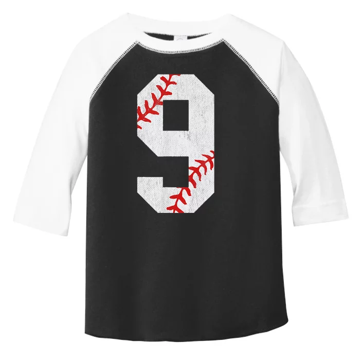 9th Birthday Baseball Big Number Nine 9 Year Old Cute Toddler Fine Jersey T-Shirt