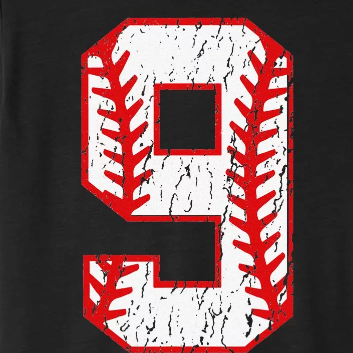 9th Birthday Baseball Big Number Nine 9 Year Old ChromaSoft Performance T-Shirt