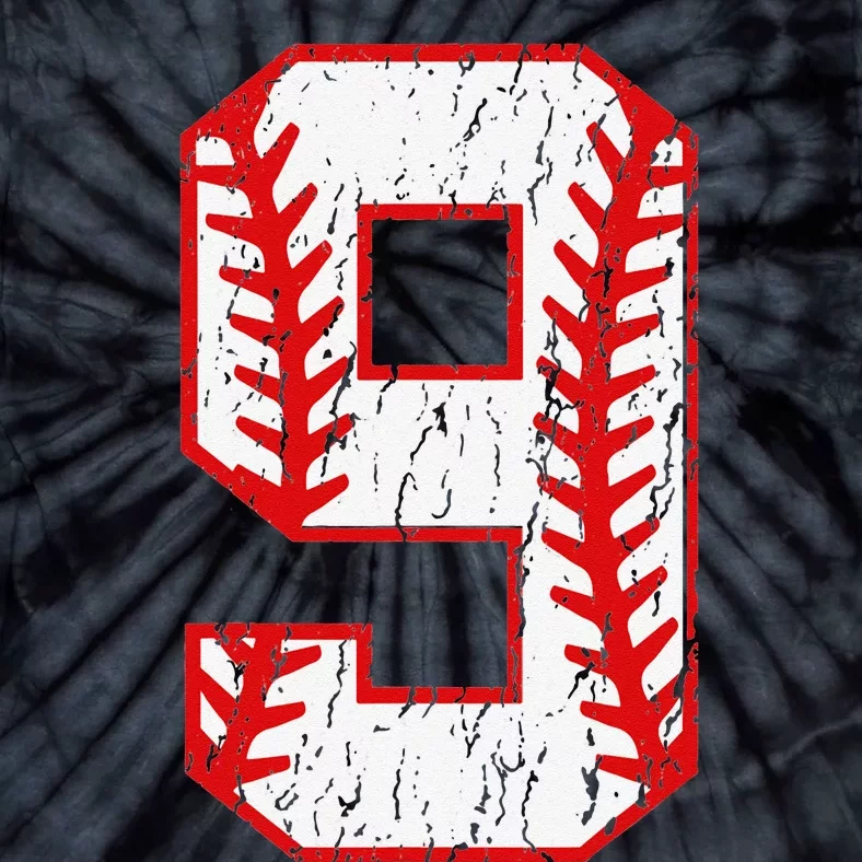 9th Birthday Baseball Big Number Nine 9 Year Old Tie-Dye T-Shirt