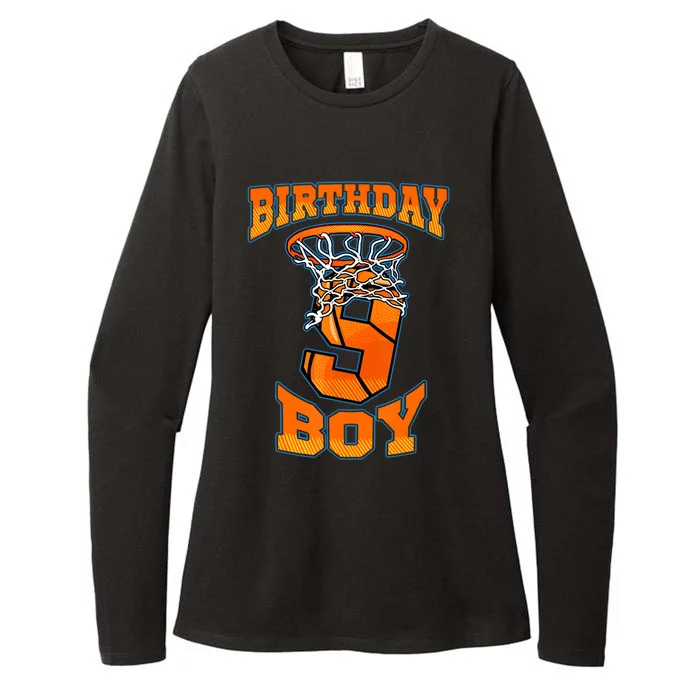 9th Birthday Basketball Boy 9 Year Old Basketball Womens CVC Long Sleeve Shirt