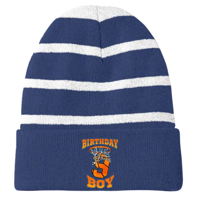 9th Birthday Basketball Boy 9 Year Old Basketball Striped Beanie with Solid Band