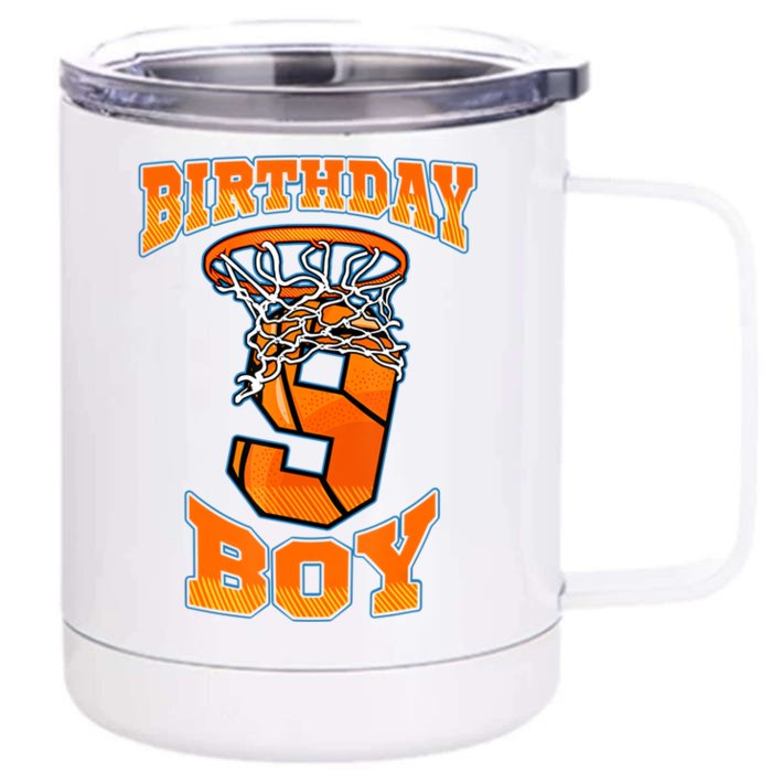 9th Birthday Basketball Boy 9 Year Old Basketball Front & Back 12oz Stainless Steel Tumbler Cup