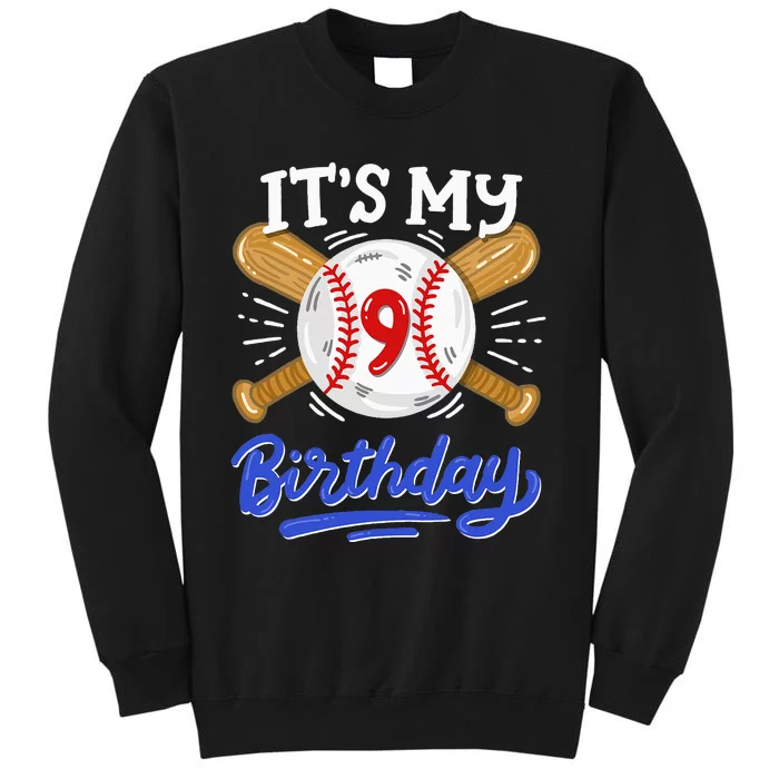 9th Baseball Birthday Party Sport Fan 9 Years Old Sweatshirt