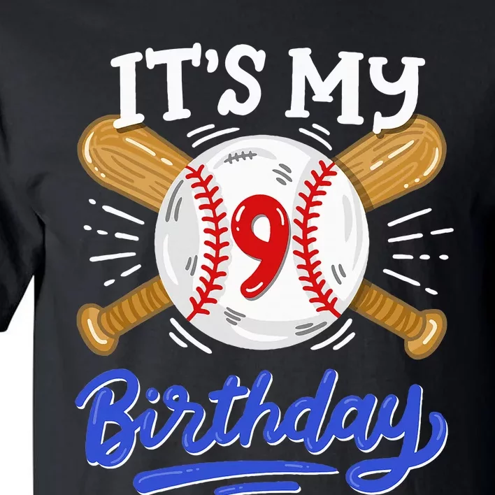 9th Baseball Birthday Party Sport Fan 9 Years Old Tall T-Shirt