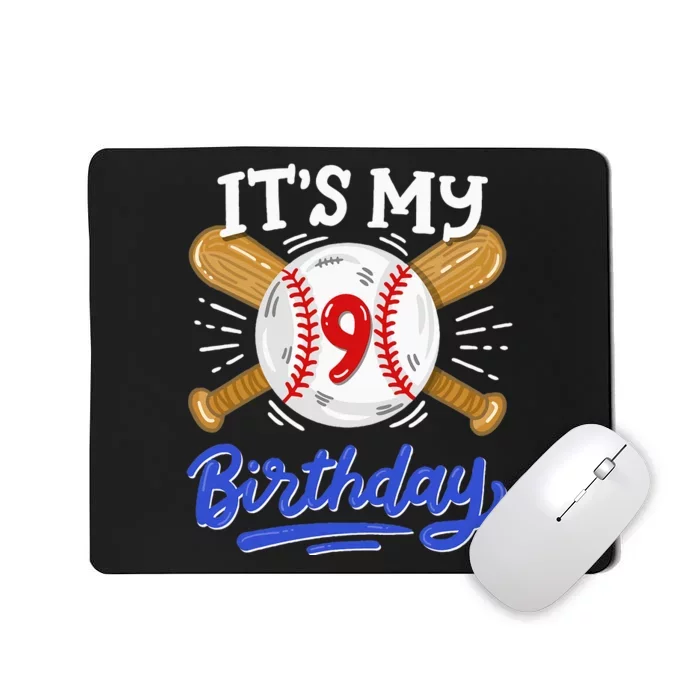 9th Baseball Birthday Party Sport Fan 9 Years Old Mousepad